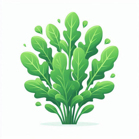 Green leaves on a white background. Vector illustration in flat style.のイラスト素材