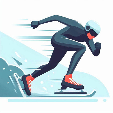 Vector illustration of skier in sportswear on the ice.のイラスト素材