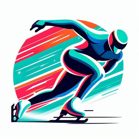 Speed skating. Figure skater. Winter sport. Vector illustration.のイラスト素材