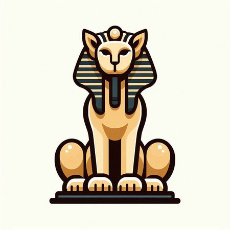 Egyptian Sphinx. Vector illustration of Egyptian Sphinx in flat style.のイラスト素材