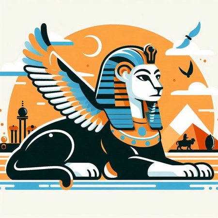 Egyptian hieroglyphs. Vector illustration in flat style.のイラスト素材