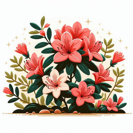 Floral background with rhododendrons. Vector illustration.のイラスト素材
