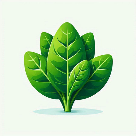 Illustration of fresh spinach leaves isolated on white background. Vector illustration.のイラスト素材