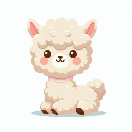 Cute cartoon alpaca isolated on white background. Vector illustration.のイラスト素材