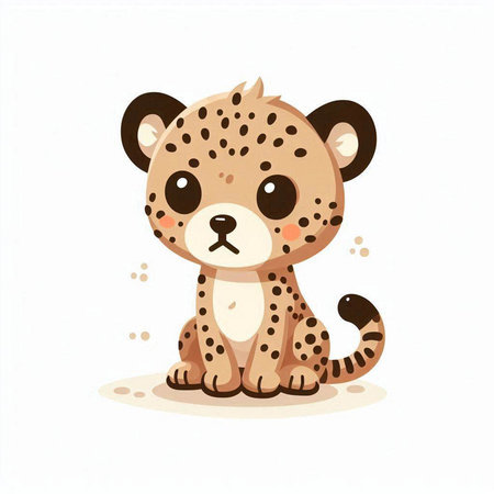 Cute cartoon cheetah isolated on white background. Vector illustration.のイラスト素材