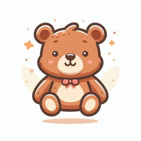 Cute cartoon teddy bear with bow tie. Vector illustration.のイラスト素材