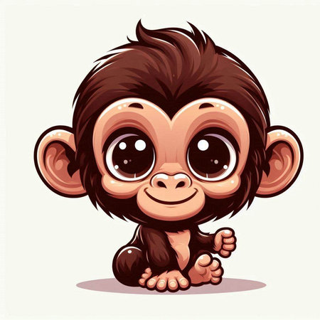 Cute little monkey isolated on white background. Vector cartoon illustration.のイラスト素材