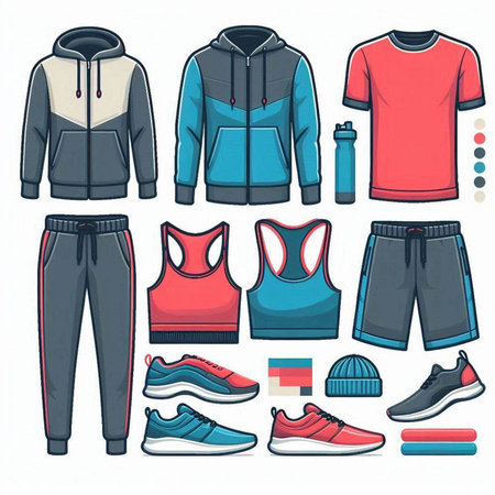 Set of sportswear. Vector illustration isolated on white background.のイラスト素材