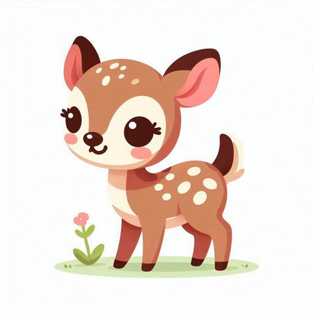 Cute cartoon deer. Vector illustration isolated on a white background.のイラスト素材