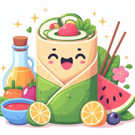 Cute kawaii kawaii food character. Vector illustrationのイラスト素材