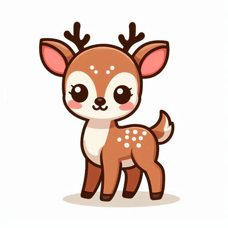 Cute cartoon deer isolated on a white background. Vector illustration.のイラスト素材