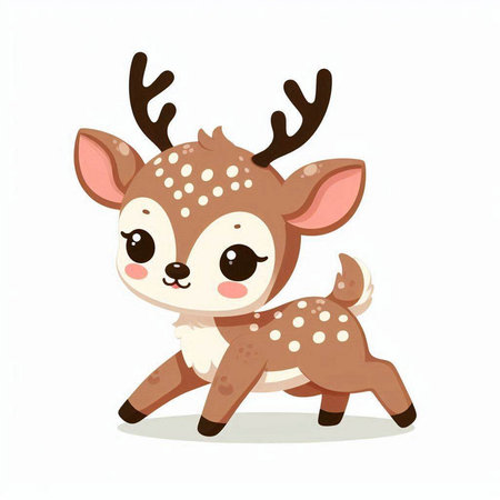 Cute little deer isolated on white background. Vector illustration, eps 10のイラスト素材