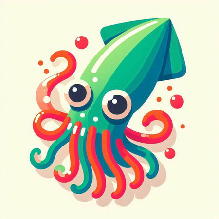 Cute cartoon octopus with eyes and mouth. Vector illustration.のイラスト素材