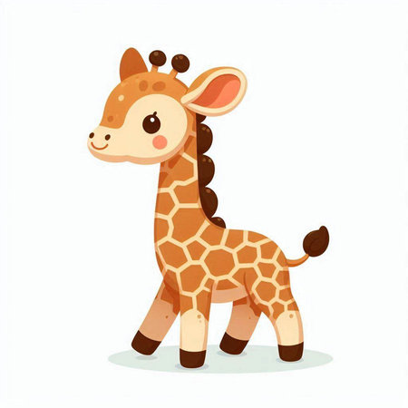 Cute cartoon giraffe isolated on white background. Vector illustration.のイラスト素材