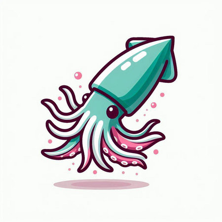 Illustration of a squid on a white background. Vector illustration.のイラスト素材