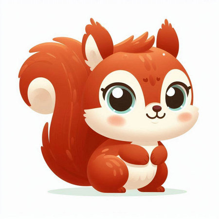 Cute cartoon squirrel. Vector illustration isolated on a white background.のイラスト素材