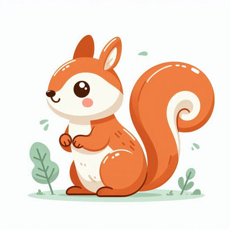 Cute cartoon squirrel. Vector illustration isolated on a white background.のイラスト素材