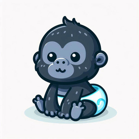 Cute cartoon monkey. Vector illustration isolated on a white background.のイラスト素材