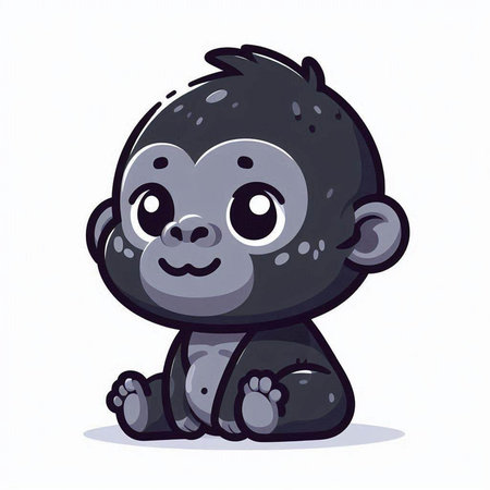 Cute baby gorilla isolated on a white background. Vector illustration.のイラスト素材