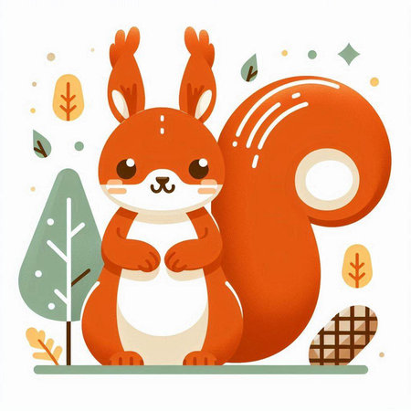 Cute cartoon squirrel in the forest. Vector illustration for your designのイラスト素材