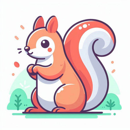 Cute squirrel vector illustration in cartoon style. Cute animal character in a forest.のイラスト素材