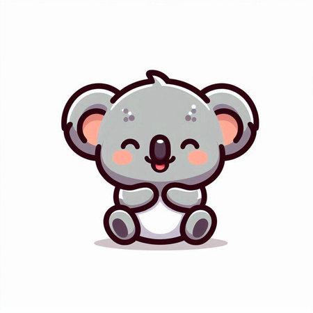 Cute koala cartoon character. Vector illustration isolated on white background.のイラスト素材