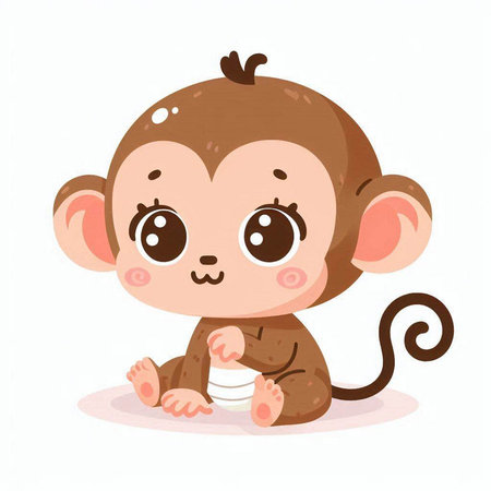 Cute cartoon monkey. Vector illustration isolated on a white background.のイラスト素材