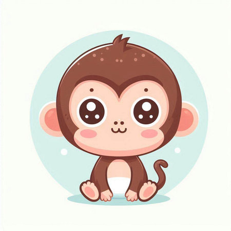 Cute cartoon monkey. Vector illustration isolated on a white background.のイラスト素材