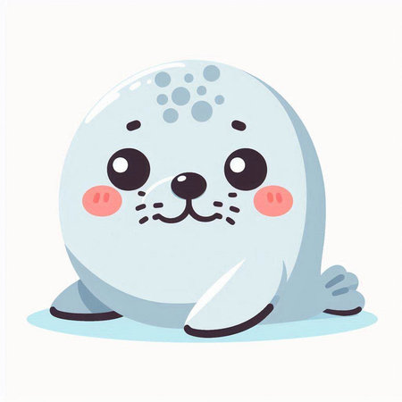 Cute seal. Vector illustration in cartoon style on white background.のイラスト素材