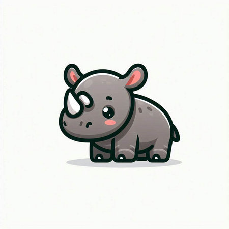 Cute rhinoceros isolated on white background. Vector illustration.のイラスト素材