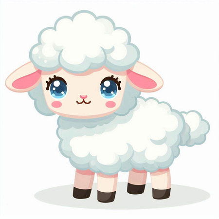 Cute cartoon sheep. Vector illustration isolated on a white background.のイラスト素材