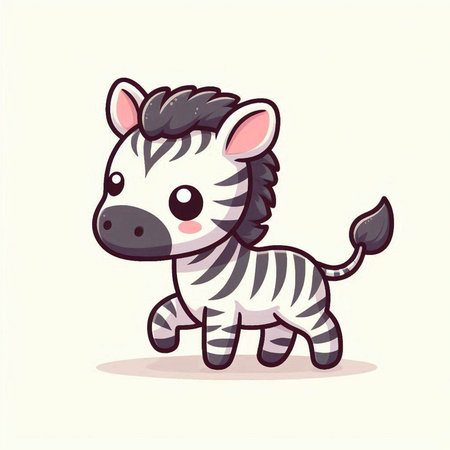 Cute cartoon zebra. Vector illustration isolated on white background.のイラスト素材