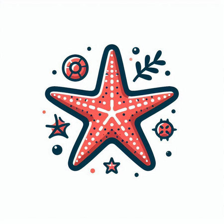 Starfish and seashells. Hand drawn vector illustration in doodle style.のイラスト素材
