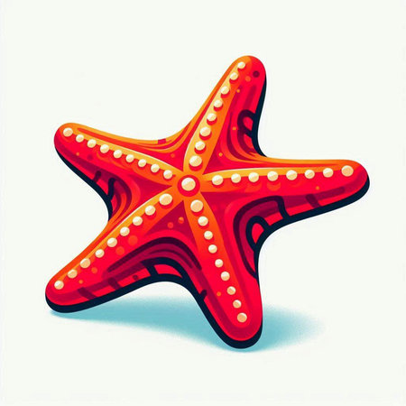 Illustration of a red starfish on a white background - vectorのイラスト素材