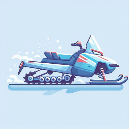 Snowmobile. Vector illustration of a snowmobile in cartoon style.のイラスト素材