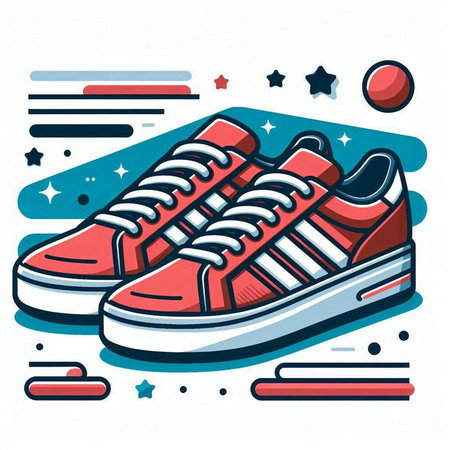 Sneakers in trendy linear style. Vector illustration of sneakers.のイラスト素材
