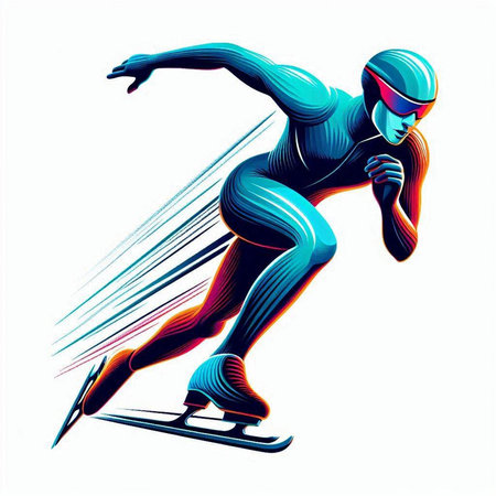 Figure Skating Sport Figure Skier Action Cartoon Graphic Vector Illustrationのイラスト素材
