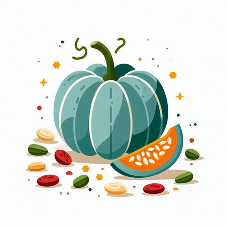 Pumpkin vector illustration on white background. Cute cartoon style.のイラスト素材