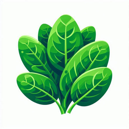 Fresh green spinach leaves isolated on a white background. Vector illustration.のイラスト素材