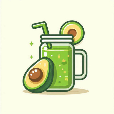 Avocado smoothie in a glass, vector illustration, eps10のイラスト素材