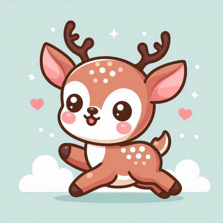 Cute little deer in love. Vector illustration of cartoon character.のイラスト素材