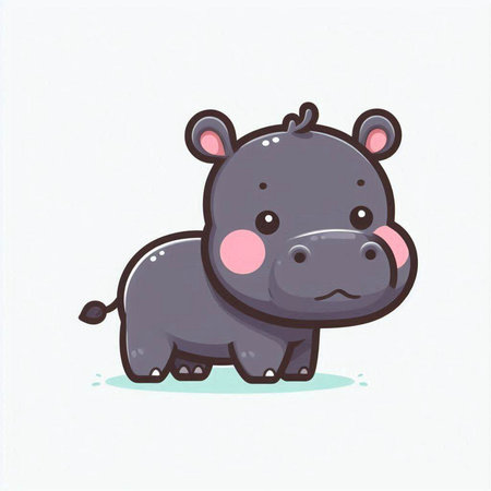 Cute hippopotamus. Vector illustration. Isolated on white background.のイラスト素材