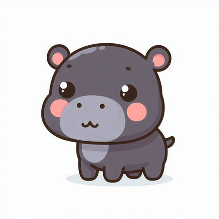 Cute hippopotamus. Vector illustration isolated on white background.のイラスト素材