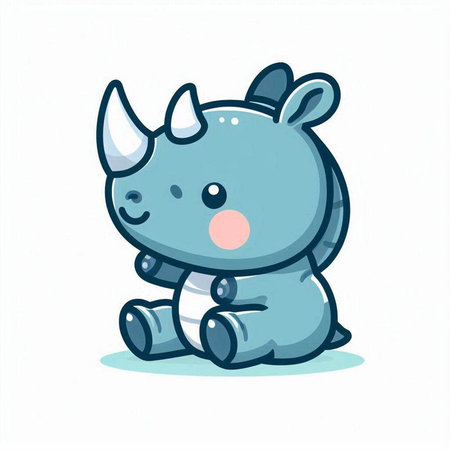 Cute little rhinoceros cartoon character. Vector illustration.のイラスト素材