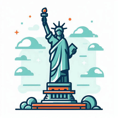 Statue of Liberty. New York, USA. Vector illustration.のイラスト素材