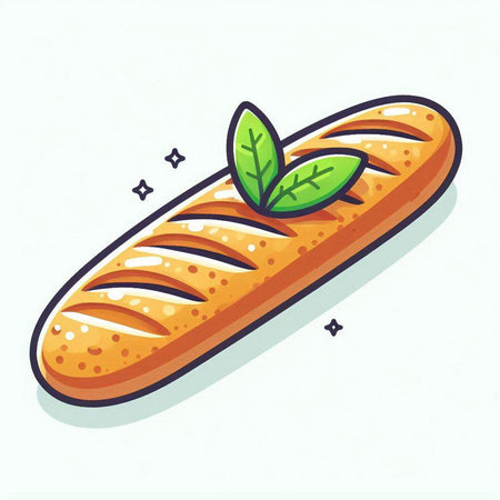 Baguette icon. Vector illustration of a fresh baguetteのイラスト素材