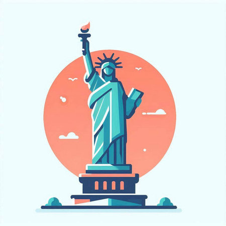 Statue of Liberty in New York City, USA. Vector illustrationのイラスト素材