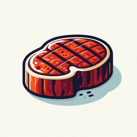Illustration of a piece of meat on a white background, vector illustrationのイラスト素材