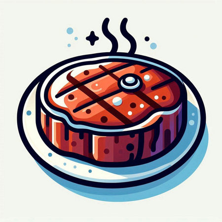 Illustration of a piece of cake on a plate. Vector illustration.のイラスト素材