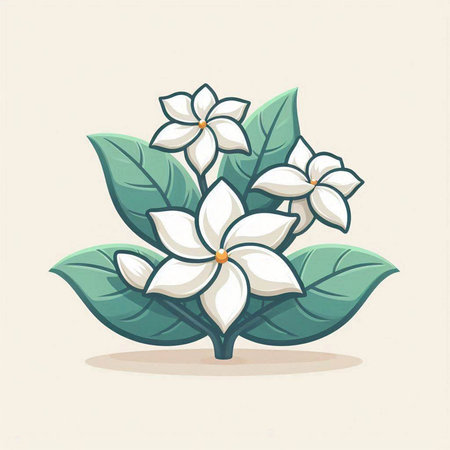 Jasmine flower vector illustration. Hand drawn jasmine flower.のイラスト素材